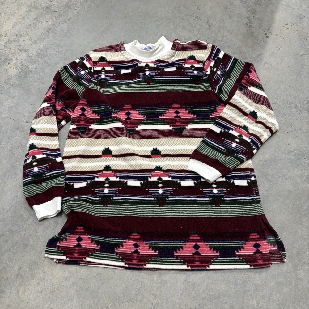Vintage 90s Blair Aztec Fleece Turtleneck Sweater Navajo Southwestern‎ Medium